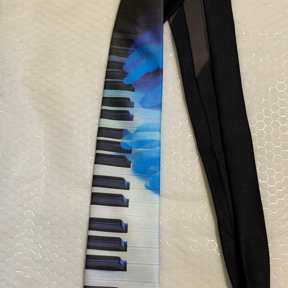 Ralph Marlin Blue and Black Piano Key Necktie - Picture 8 of 12